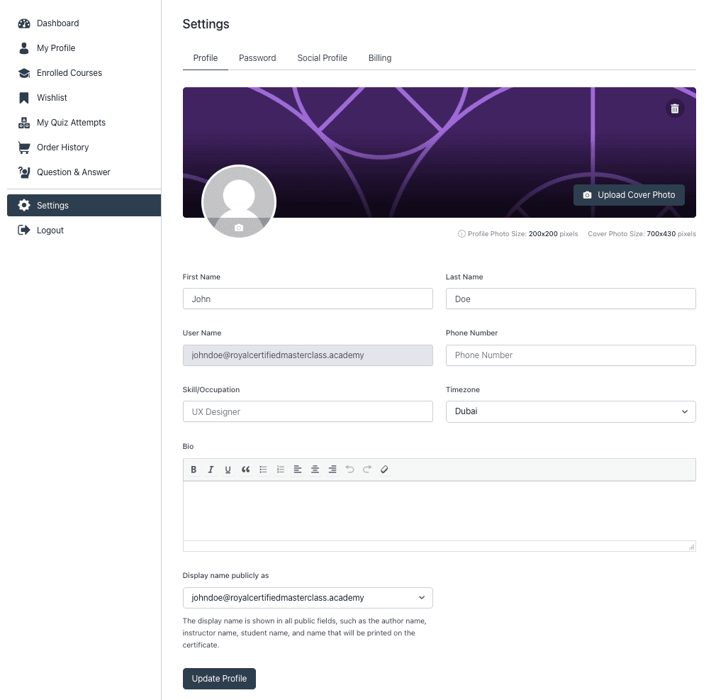 Profile Customization